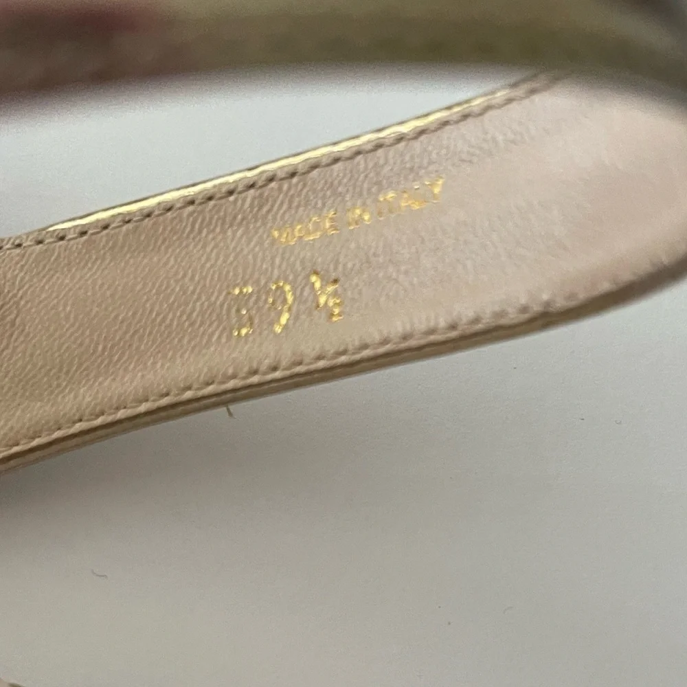 Prada Gold Metallic Cork Wedge Sandals
